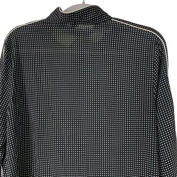 Womens Forever 21 Tie Neck Dot Blouse Size M Black Black EUC Long Sleeve 5075 - Picture 4 of 6